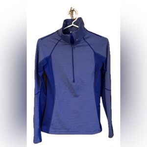 Under Armour Top Cold gear fitted long sleeve pullover thumb holes purple stripe